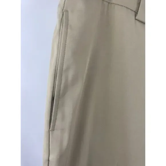 Slazenger Golf Pants Size W34 L30 Flat Front Chino Khaki Beige Zipper Front - Picture 3 of 8